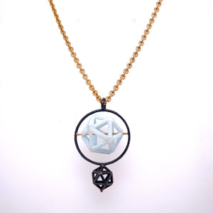 Custom Jewelry, white isohedron fidget necklace, Erin Stuart, Greenville, South Carolina