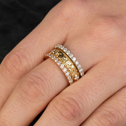 Custom Jewelry, 18k rose gold infinity band, 18k yellow gold llyn band, 18k white gold infinity band, 