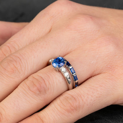Custom jewelry, Blue sapphire infinity ring, blue sapphire platnium ring, llyn strong, Greenville, South Carolina