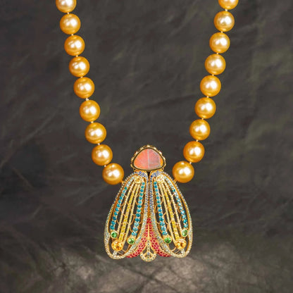 Custom jewelry, Moth Brooch Clasp, Golden Pearl Strand, llyn strong, Greenville, South Carolina