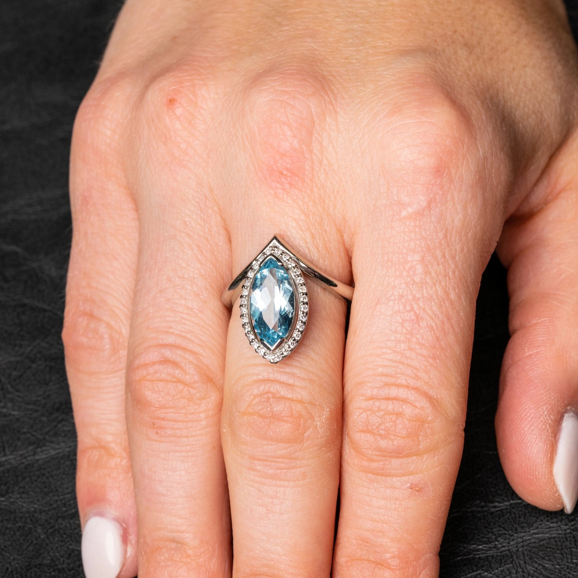 Custom aquamarine store ring