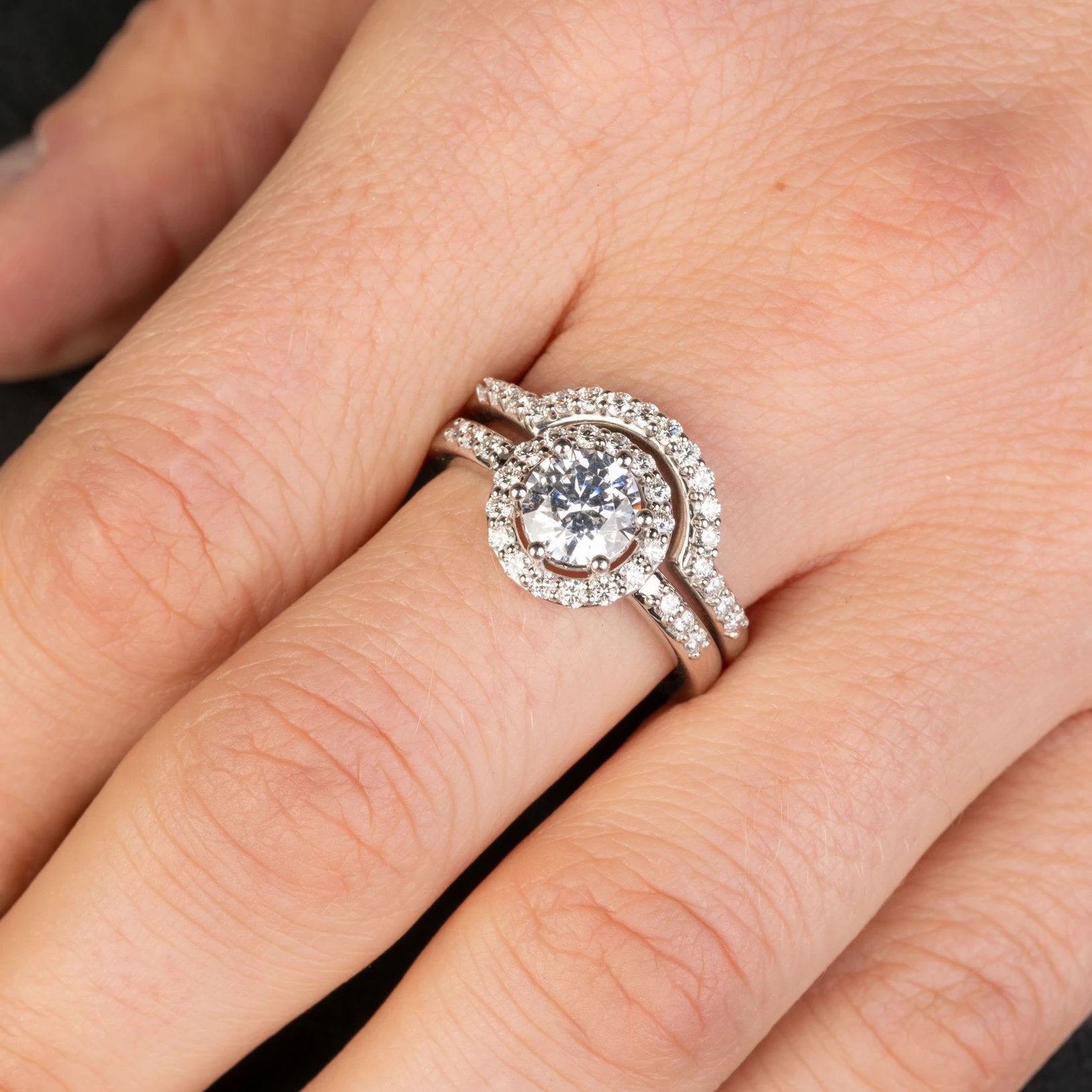 Custom Jewelry, white diamond halo ring, white diamond countour ring, llyn strong, Greenville, South Carolina