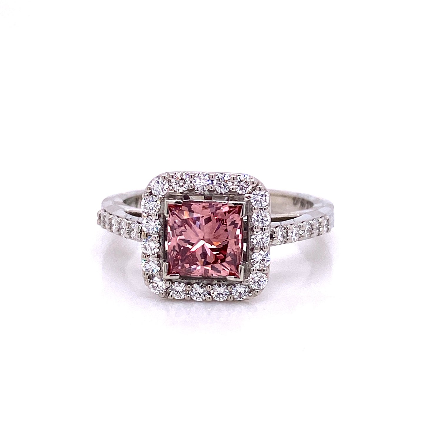 Princess Cut Pink Diamond Halo Ring – llyn strong - fine art jewelry