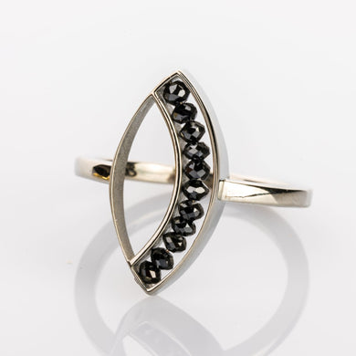 Custom Jewelry, White gold black diamond marquise ring, sydney strong, Greenville, South Carolina