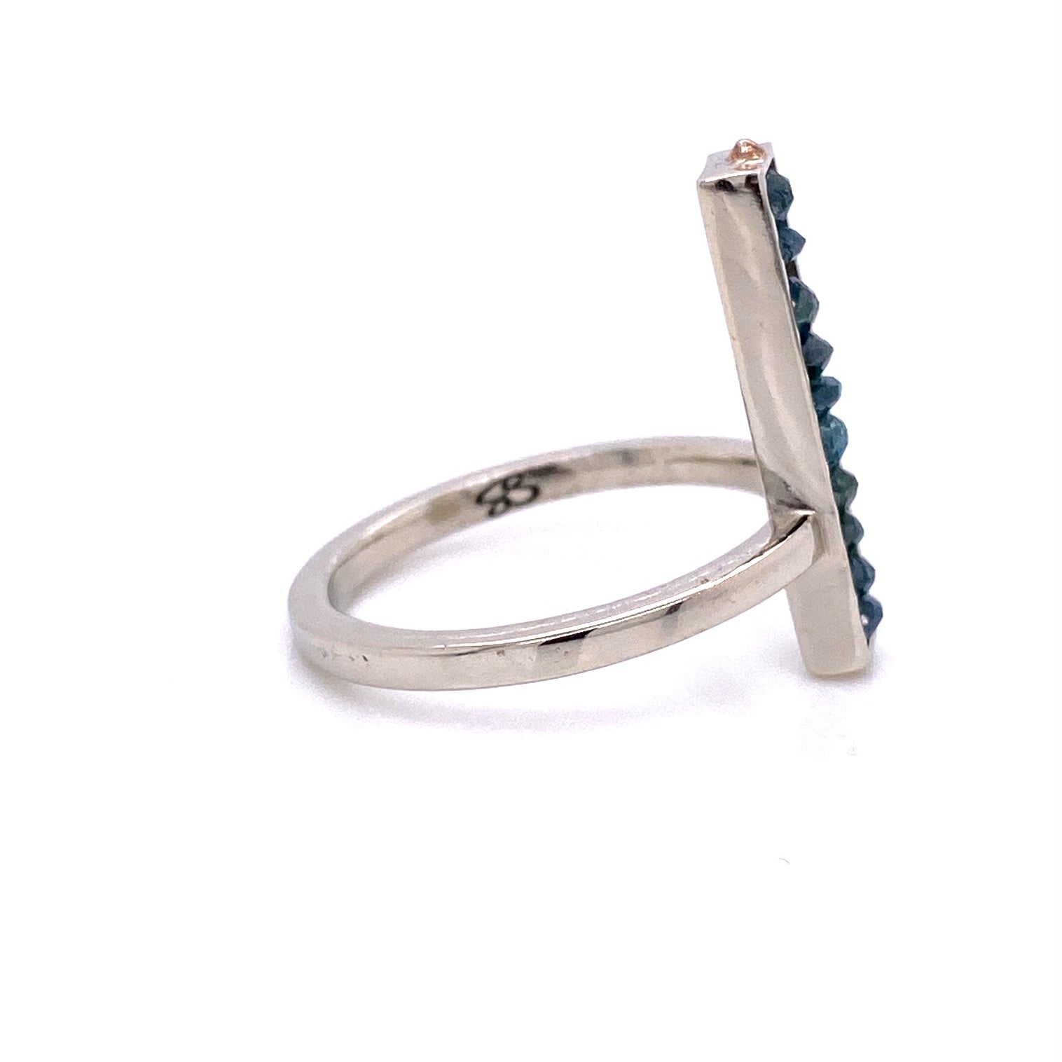 Blue Diamond Medium Bar Ring in White Gold – llyn strong - fine art jewelry