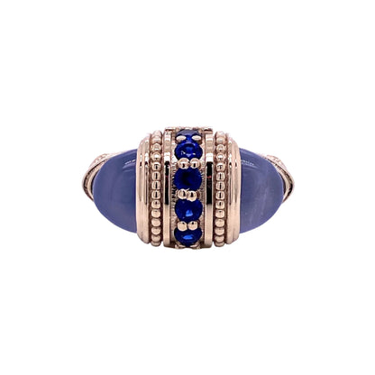 Chalcedony and Sapphire Arch Ring