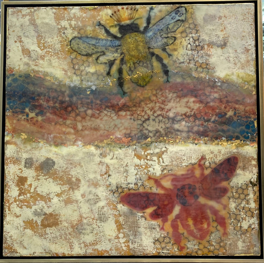 "Bee Transformed" Encaustic Painting by llyn strong