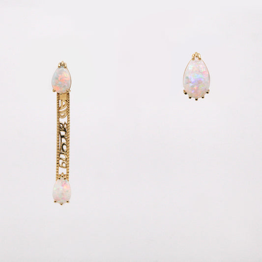 Strong Pair Asymmetrical Opal Earrings