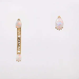 Strong Pair Asymmetrical Opal Earrings