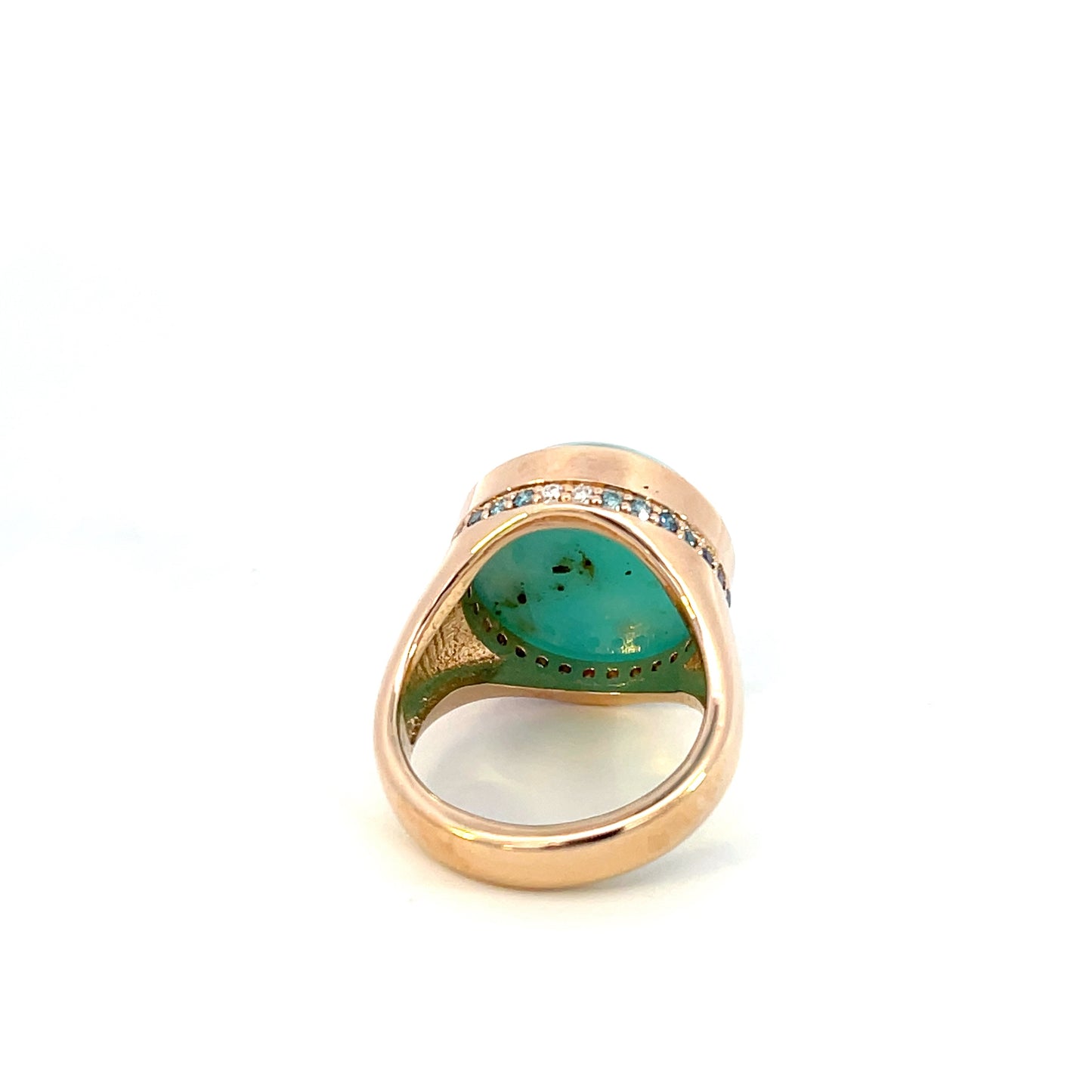18k Rose Gold Peruvian Opal Ring with a Hidden Halo